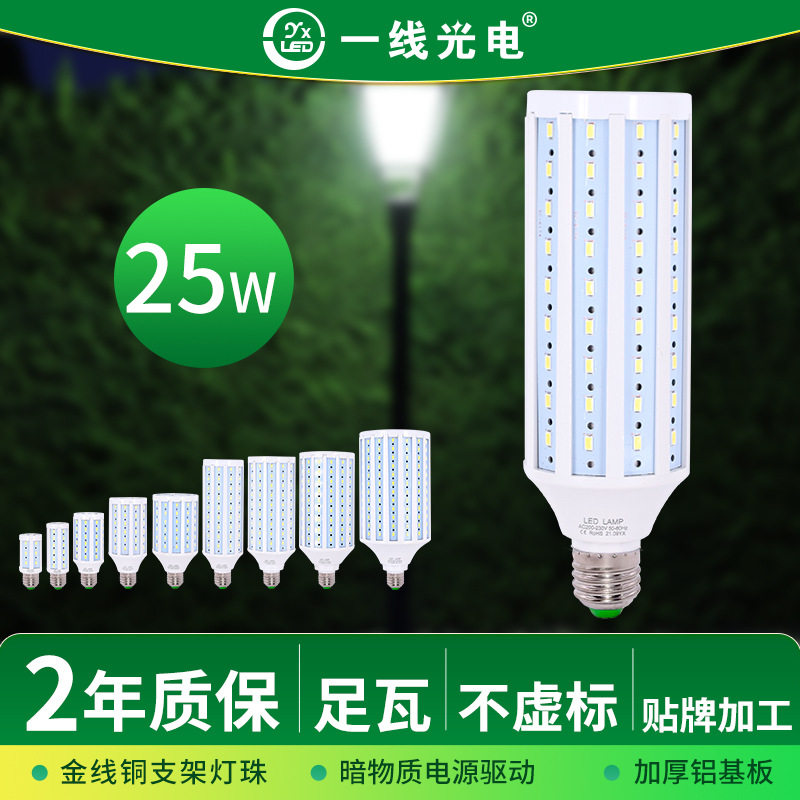 厂家批发LED灯泡足功率25W工程节能照明暖白冷白恒流庭院灯玉米灯