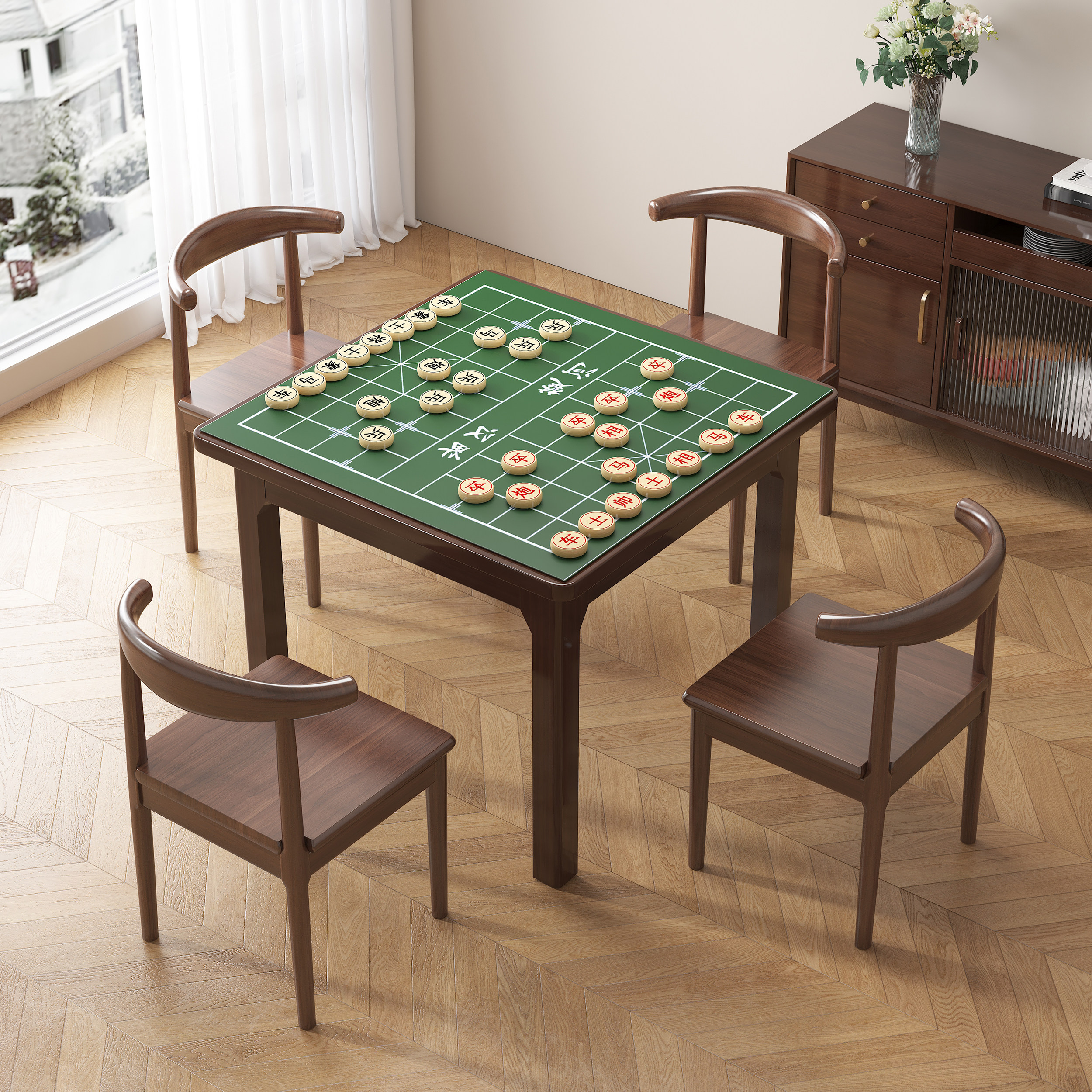棋牌室棋牌桌手搓麻将桌家用客厅小型休闲掼蛋专用桌两用四方餐桌