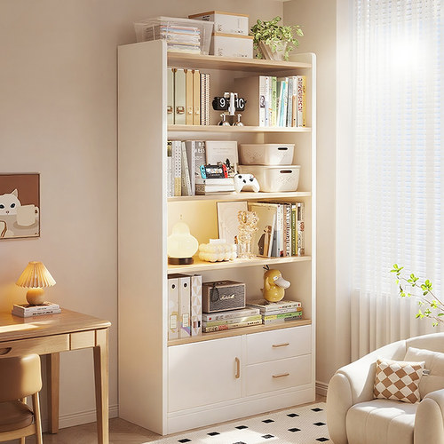 实木书柜家用学生客厅置物架书架收纳柜一体靠墙格子柜儿童绘本架