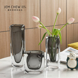 北欧轻奢c网红创意水培透明插花玻璃花瓶桌面摆件样板间软装售楼