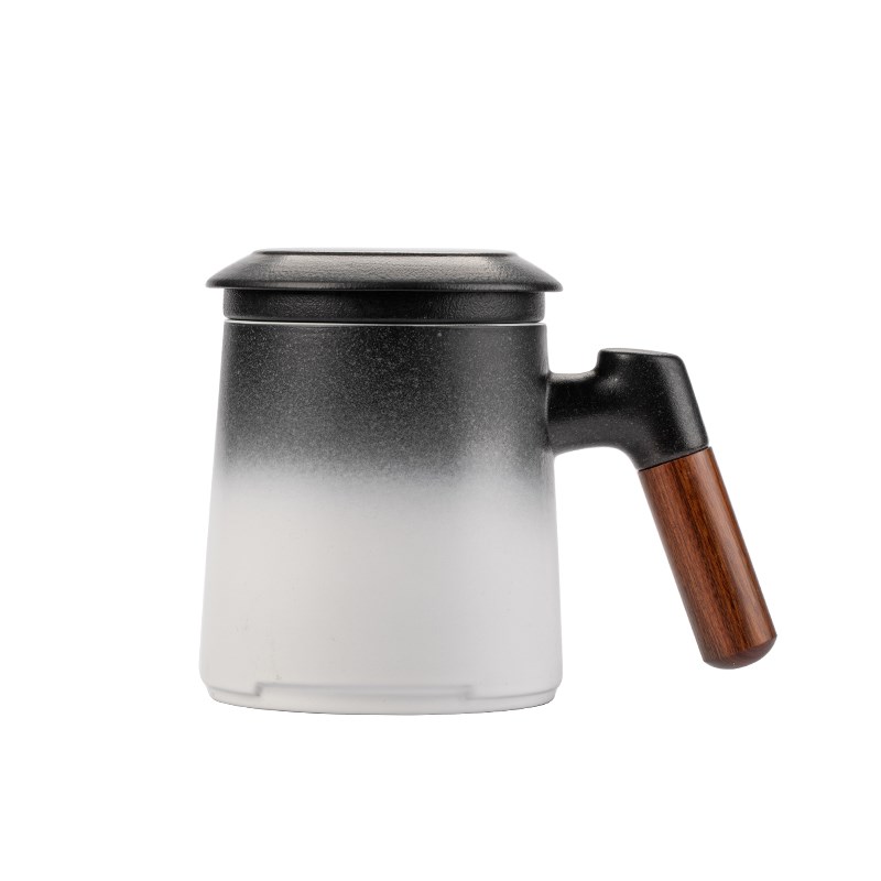 窑变粗陶过滤泡茶杯茶水分离杯子个人H专用陶瓷杯马克杯水杯办公