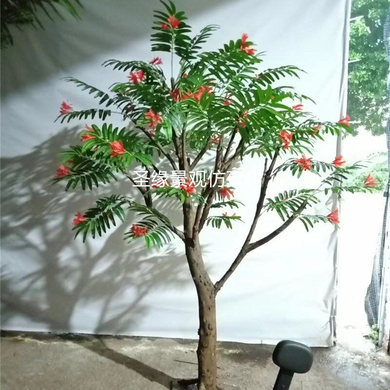 仿真凤凰花树假凤凰木树红花楹火树金凤花树M拍戏影视道具摄影背