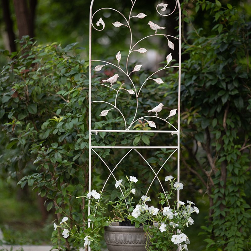 户外铁艺小c鸟铁线莲爬藤架网架带底座置物庭院花店阳台屏风花盆