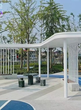 大型钢结构凉亭户外小区广场铁艺C公景观金属廊架园林不锈钢廊架