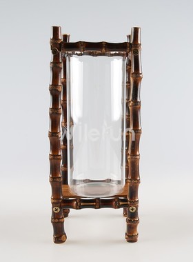 竹节养花瓶客厅卧室创意插花透明玻璃水培N鲜花器皿黑色竹鞭摆件