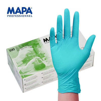 新品法国MAPA SOLO 977 绿色一次性丁腈手套 7g特厚型 1盒（100只