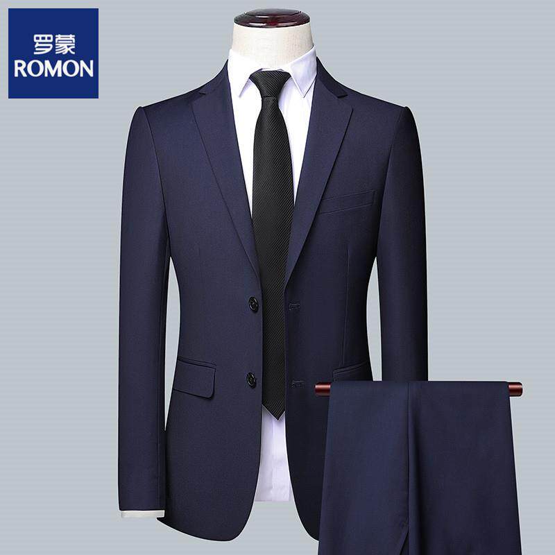 罗蒙西服套装男商务正装高档修身男士西装结婚礼服新朗服伴郎外套