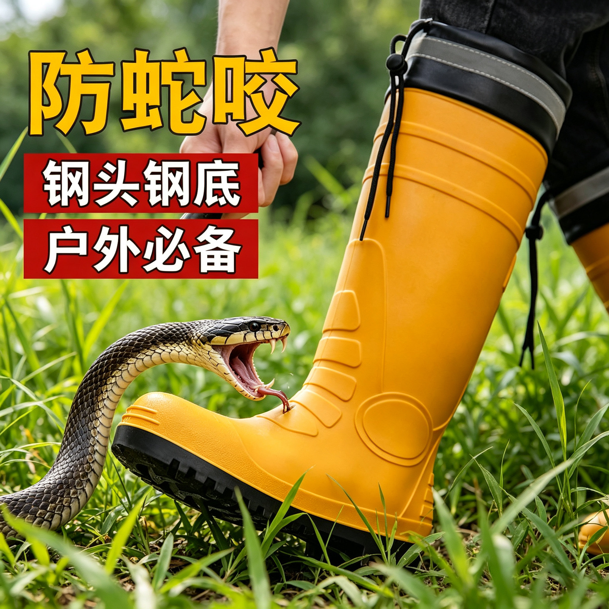 野外防蛇鞋专用蛇咬水鞋不累脚钓雨鞋