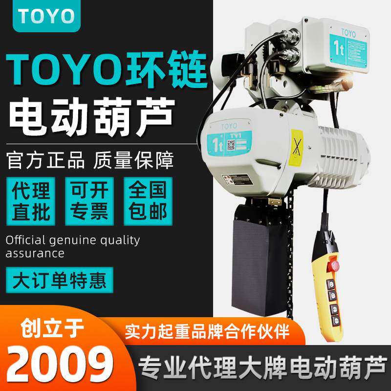 TOYO牌环链电动葫芦链条式运行式东洋电动葫芦380v固定式升降机1t