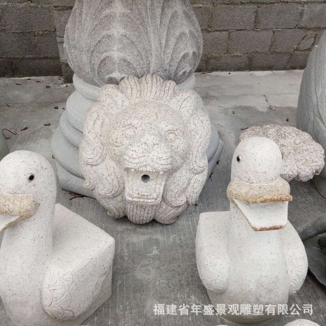 壁挂石雕喷水狮子头厂家现货户外水池流水摆件庭院装饰雕塑