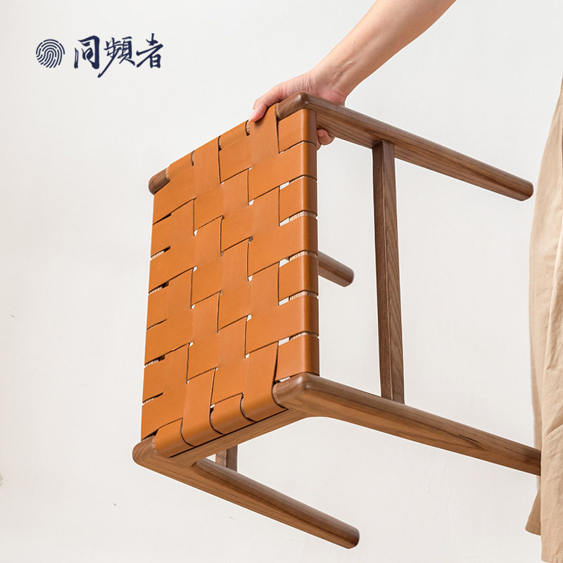 同频者 北欧ins客厅家用进门换鞋凳书膏皮编织矮凳设计师脚踏
