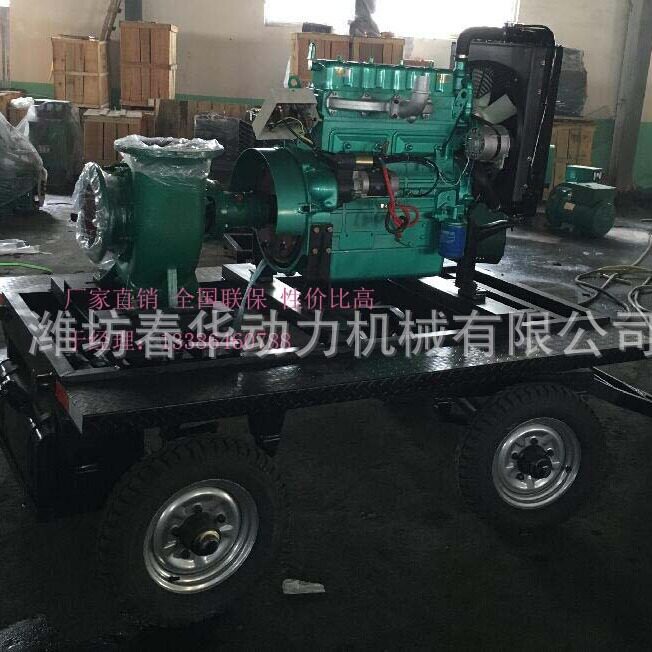 潍柴系列30KW柴油机水泵机组移动拖车型混流泵200HW-12