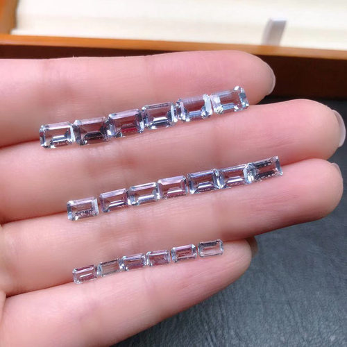 天 然海蓝宝裸石戒面 长方形3*5mm-6*8mm海蓝宝 裸石 代镶