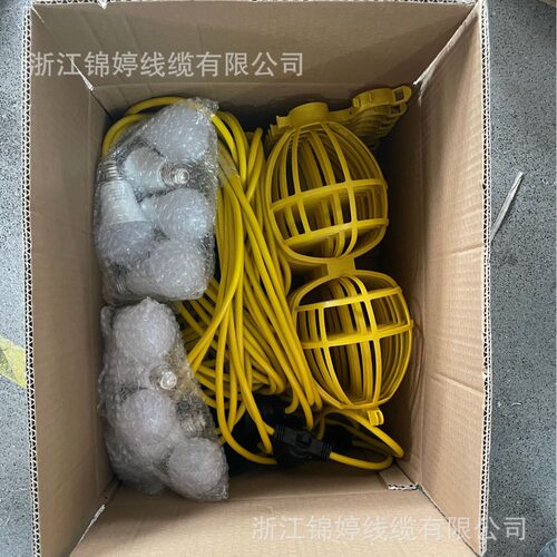 浙江锦婷生产美规灯串线100FT10灯座配灯泡黄色网罩工程E26灯串线