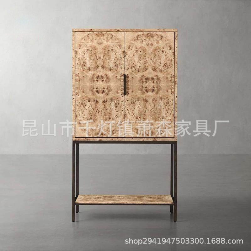 美式乡村酒柜客厅2026新款靠墙树瘤皮柜法式复古餐边柜