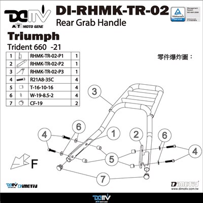 DMV Triumph 凯旋 Trwident 660 后扶手后备箱行李架尾箱支架