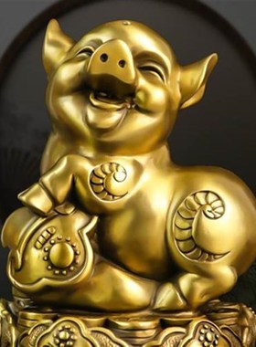 铜猪摆件生肖猪金猪福猪储v钱罐家用桌面装饰大号能进能出存钱罐