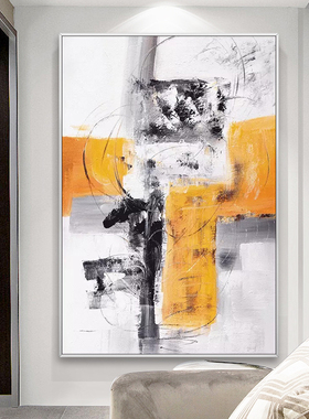 油画大幅黑e白色抽象画纯手工刀画现代客厅玄关过道装饰画走廊壁
