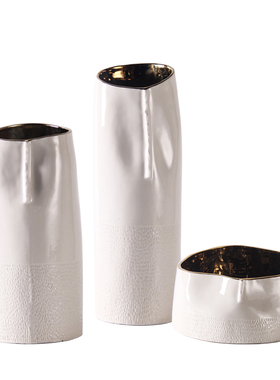 现代极简c家居陶瓷白色花瓶插花器摆件样板间餐桌客厅售楼处装饰