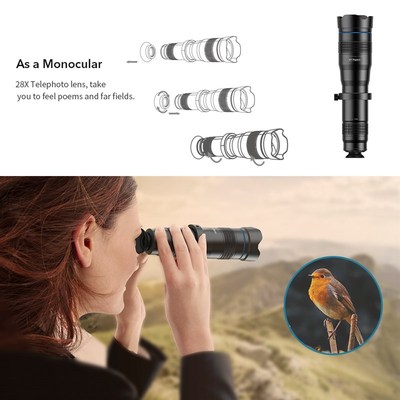 APEXEL HD 36x telephoto zoom lens monoJcular+selfie tripod f