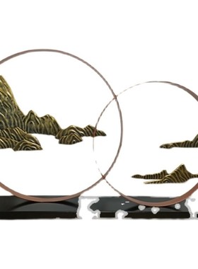 新中式创意祥云山摆件样板间玄关客厅电视柜软装家X居饰品大摆设