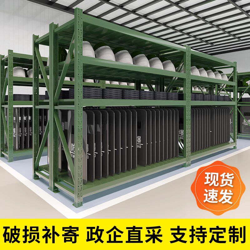 军绿色加厚物资重型仓库货架多层仓D储铁架子地下储藏室营房储物