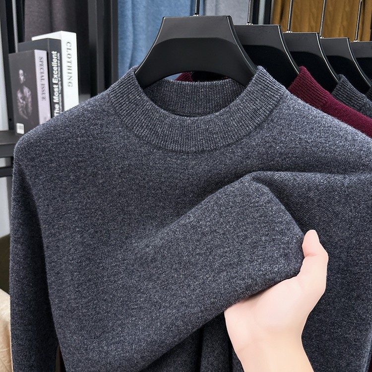 2025冬新款男士半高领羊毛衫针织宽松休闲毛衣保暖针织打底衫zj05
