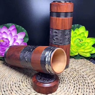 红豆杉水杯 赤柏松养生杯子 红豆杉茶杯保温杯木雕摆件工艺品礼品