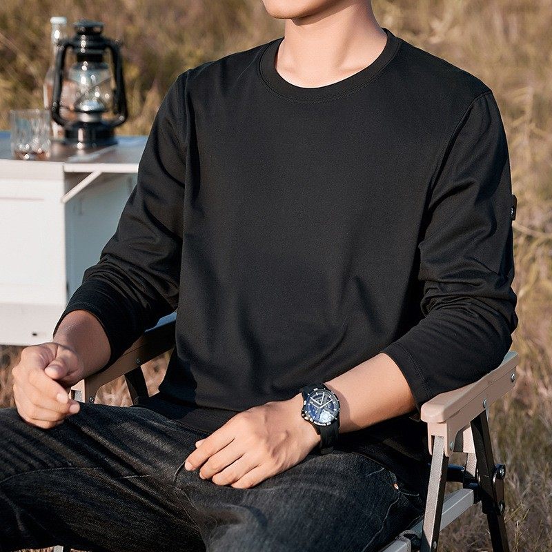 经典款纯色100%纯棉长袖t恤男士春秋潮流美式宽松卫衣黑色体ZZ88,男装,大码上装,淘宝优惠券,粉丝福利购,淘宝优惠卷