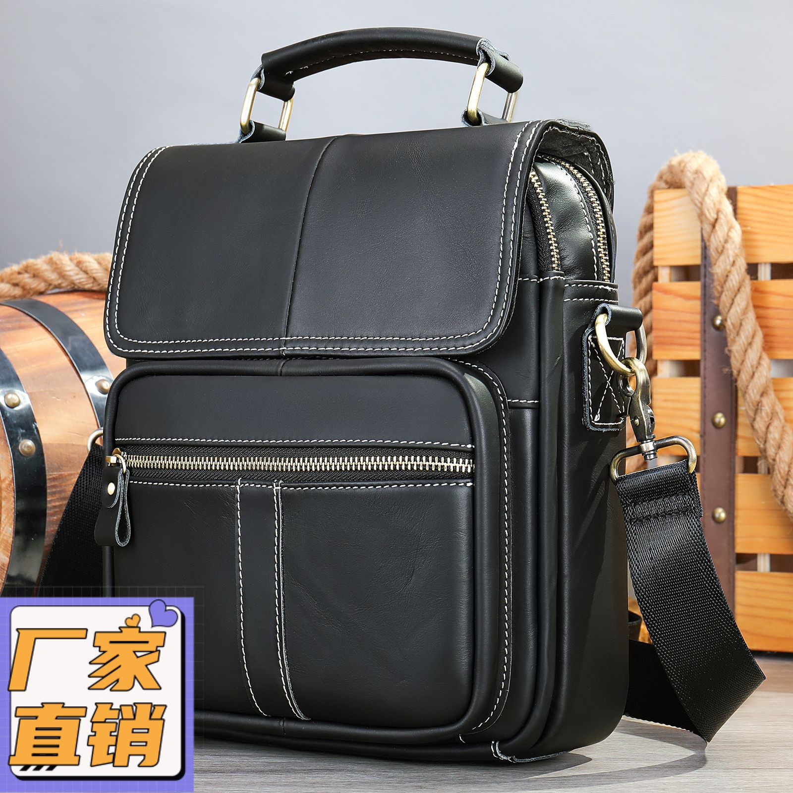 新款背包男士小挎包男夏季单肩包男式邮差包头层牛皮斜挎包gd33