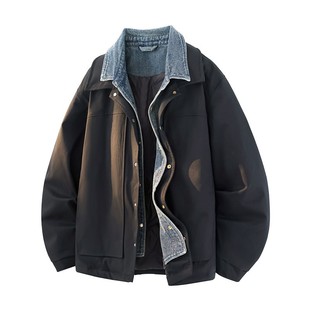 外EC68 宽松翻领休闲冬装 90%白鸭绒可印LOGO假两件羽绒服男款 冬季