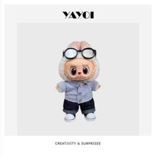 仅娃衣】一二三代labubu衣服坐坐站姿拉布布通用条纹衬衫相机眼镜