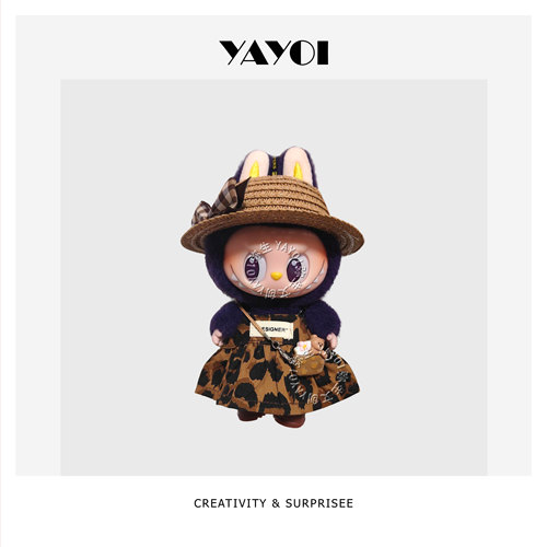 仅娃衣】labubu一二三代小米兰17cm拉布布草帽小香风套装公仔着替