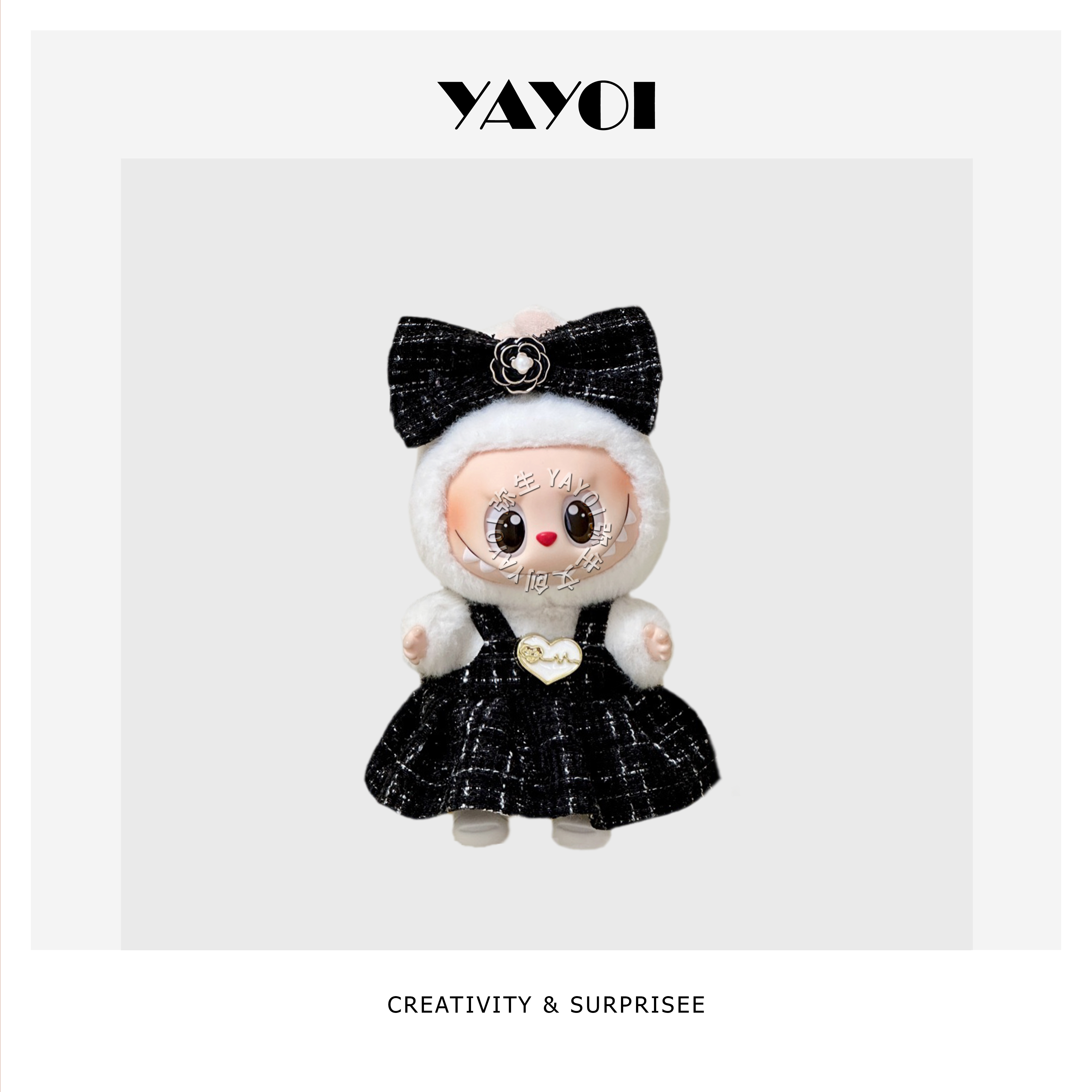 仅娃衣】labubu一二三代惊喜特摇拉布布奢侈大牌蝴蝶结连衣裙套装