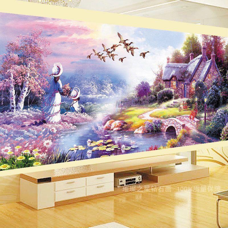 点贴钻十字绣2024新款满钻欧式风景梦幻小屋客厅卧室5D钻石画大幅