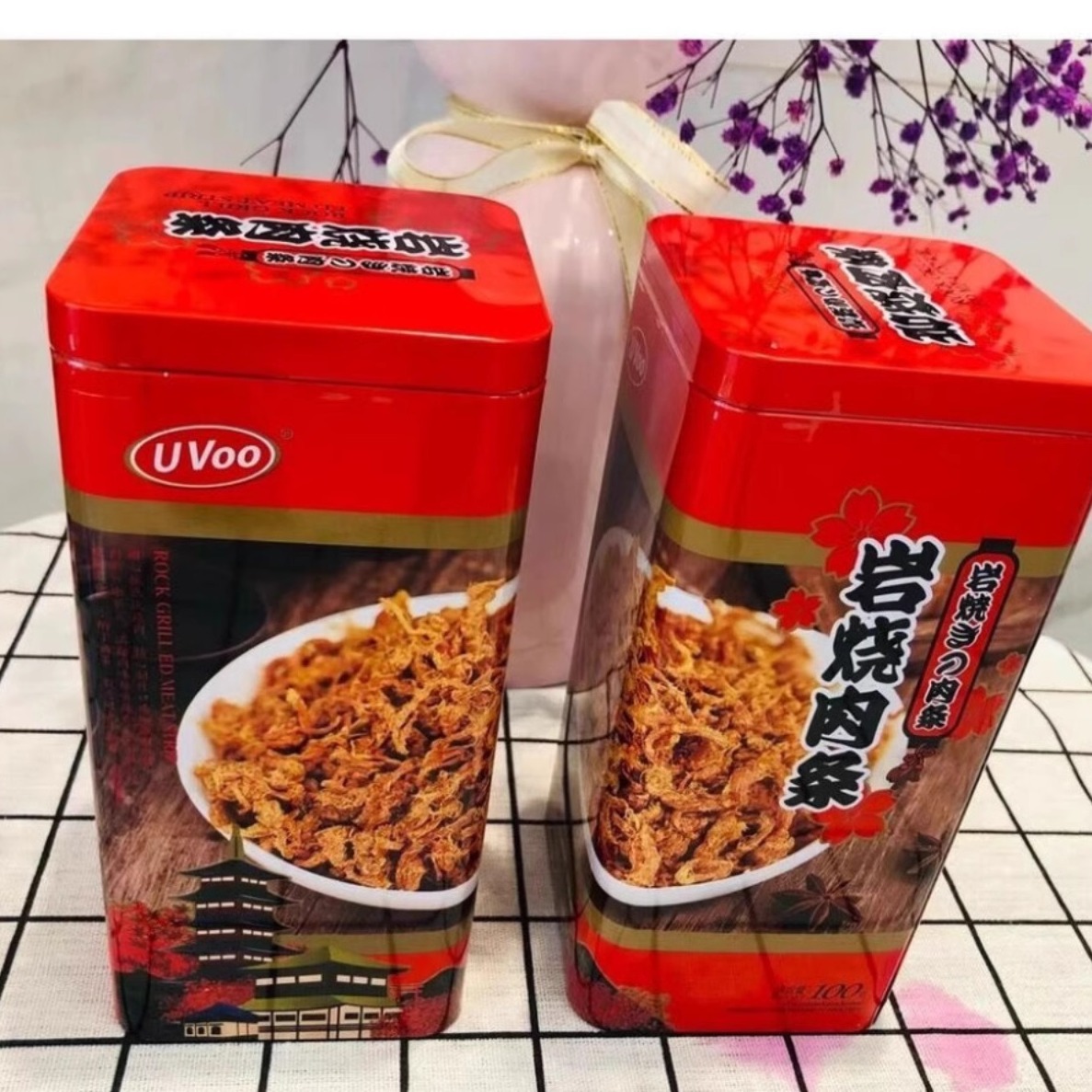 UVOO岩烧肉条100g铁盒