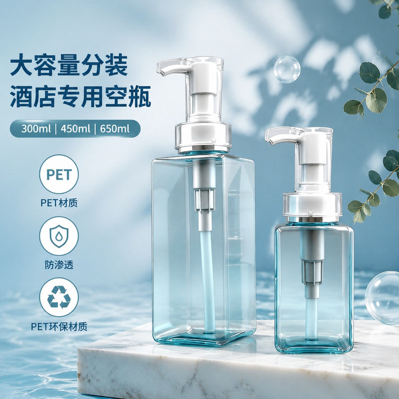 酒店专用卡锁大容量空瓶子沐浴洗发乳液洗护分装盛装容器