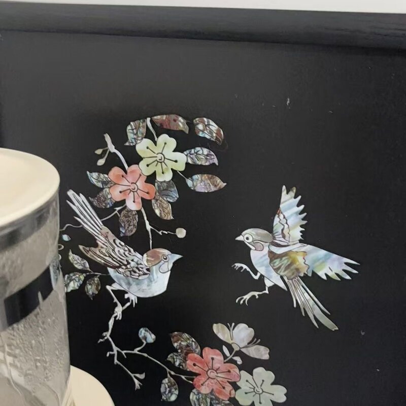 新中式花鸟水转印水移画仿螺钿贴纸旧家具柜门翻新遮丑装饰贴画