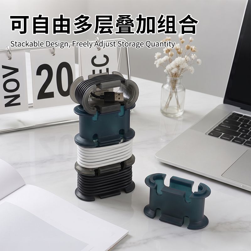 桌面充电线弹簧夹理线收纳器具数据线整理绕线夹持工具
