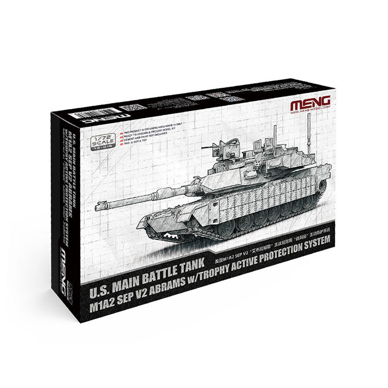 MENG 1/72美国M1A2 SEP V2主战坦克带战利品主动防护 72-016 预售