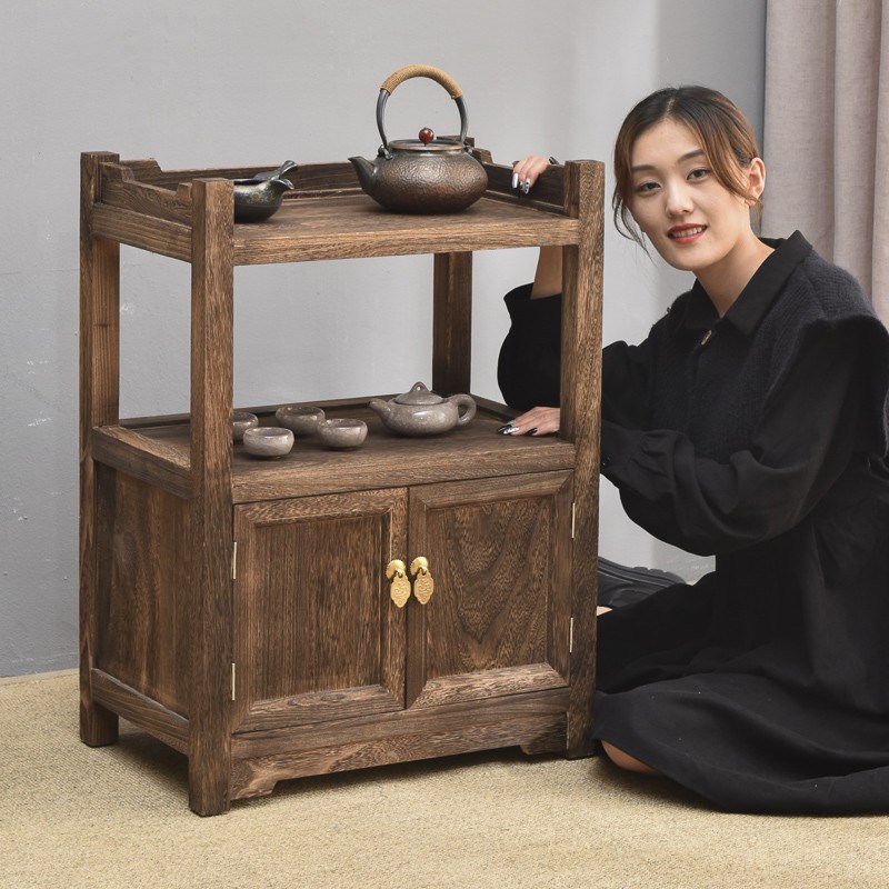 I1全实木边几角几中式茶柜茶水柜小型餐J边柜置物架移动茶桌边柜