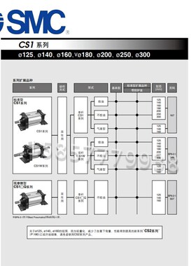 SMC标准气缸CS2BN/CDS2BN125/140/160-E50-75-100-150-200-300-50