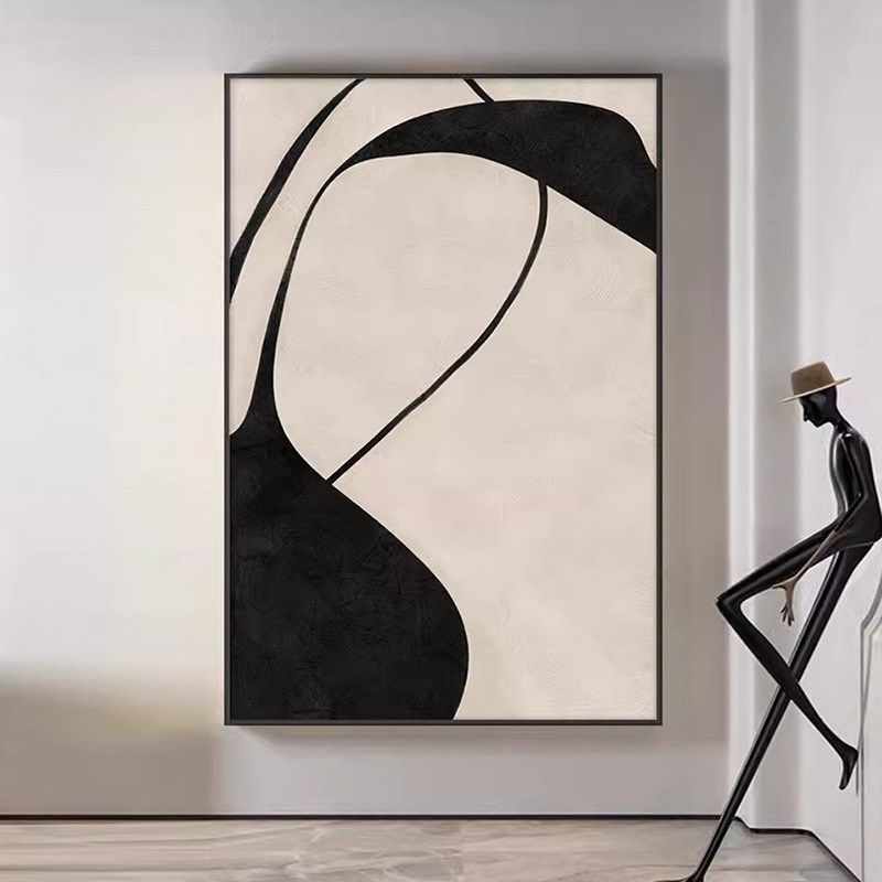 侘寂风抽象黑白灰艺术装饰画客厅沙发背景墙O壁画现代简约展厅挂,家居饰品,现代装饰画,淘宝优惠券,粉丝福利购,淘宝优惠卷