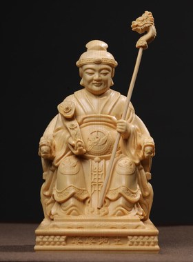 土地公土地婆摆件桧木雕刻神像家居新F中式客厅玄关装饰实木工艺