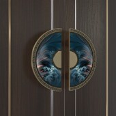 中式 半圆彷古铜有无框玻璃门拉手圆形办公室N酒店实木大门把手定