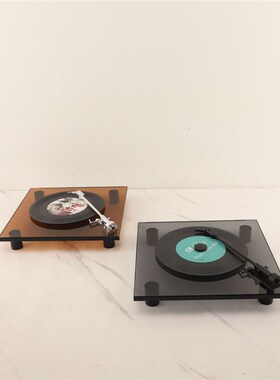 欧式创意水晶黑胶唱片机摆件样板房酒G柜卧室书房客厅玄关家居饰