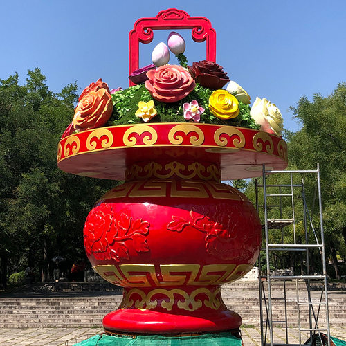 大型仿真果篮玻璃钢雕塑摆件
