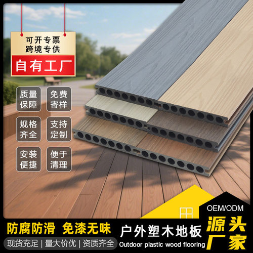 跨境WPC木塑户外地板园林栈道地板二代共挤地板pvc室外塑木地板
