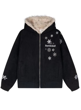 KINDD美式复古雪花刺绣毛领连帽座山雕棉服男女情侣宽松外套棉衣