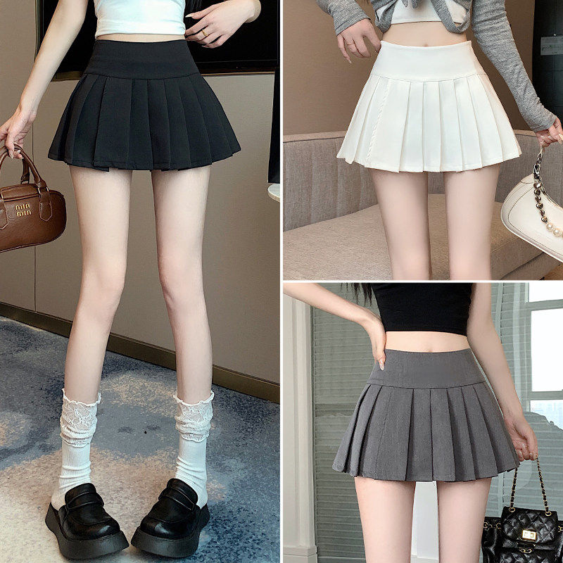 黑色西装百褶裙半身裙女夏裤裙2025新款A字裙短裙高腰伞裙半裙潮